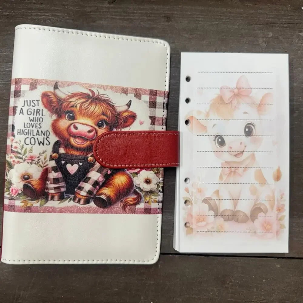 Highland Cow A6 6 Ring Binder & Paper